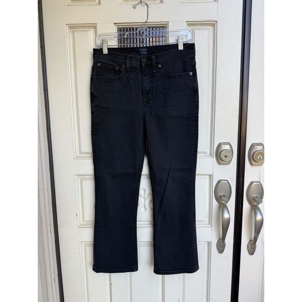 J Crew High Rise Crop Flare Black Denim Jeans Women's Size 27